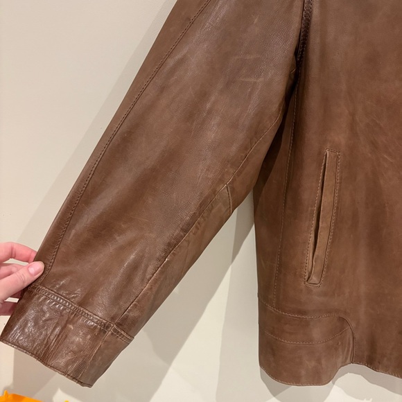 Danier Brown Leather Jacket 2XL - Picture 9 of 12